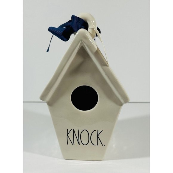 Rae Dunn KNOCK Birdhouse NEST Artisan Collection Magenta Blue Ribbon Farmhouse - Picture 7 of 10